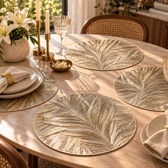 Golden Canopy Dining Set – 1 Runner + 6 Table Mats