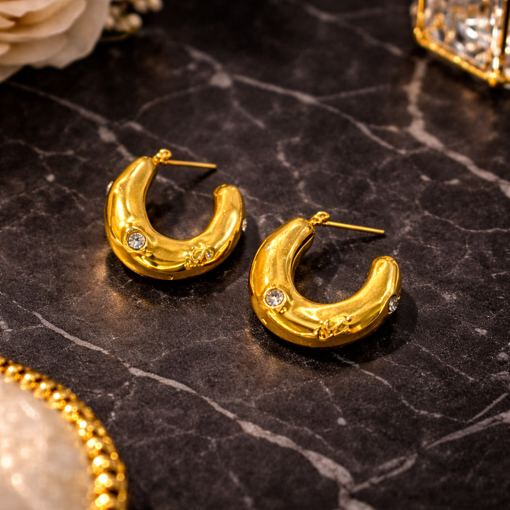 Solene Gold Oval Hoop Earrings