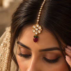 Meher Ruby & Emerald Polki Mala Necklace Set