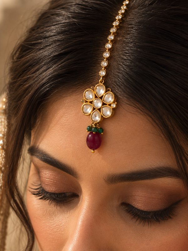 Meher Ruby & Emerald Polki Mala Necklace Set