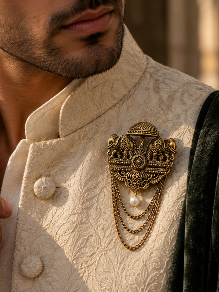 Rajvansh Royal Elephant Brooch