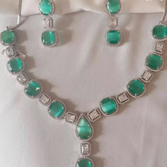Aqua Glint Diamond Necklace Set