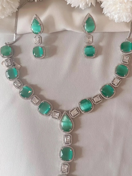 Aqua Glint Diamond Necklace Set
