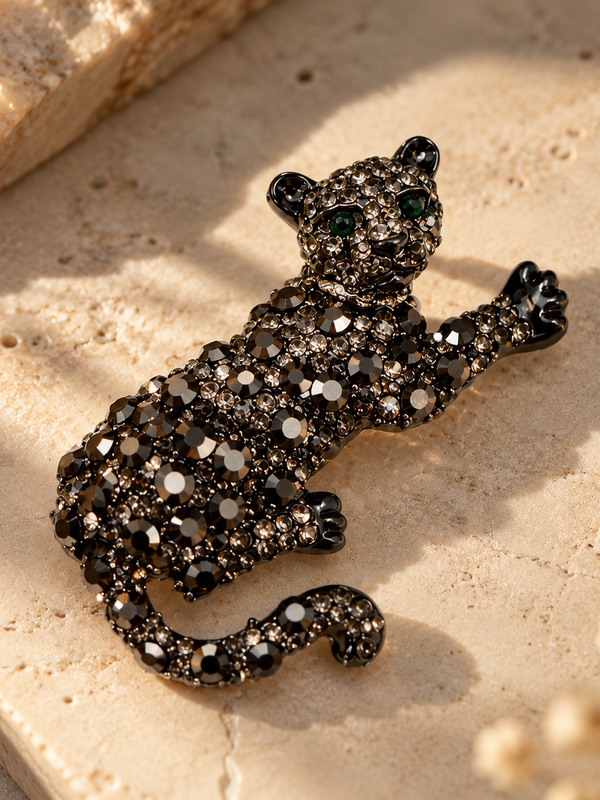 Noir Panther Brooch