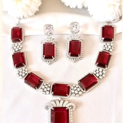 Regal Ruby Diamond Necklace Set