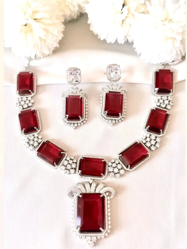 Regal Ruby Diamond Necklace Set