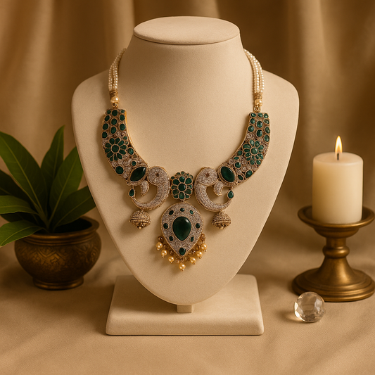 Majestic Emerald Elephant Motif Choker Set