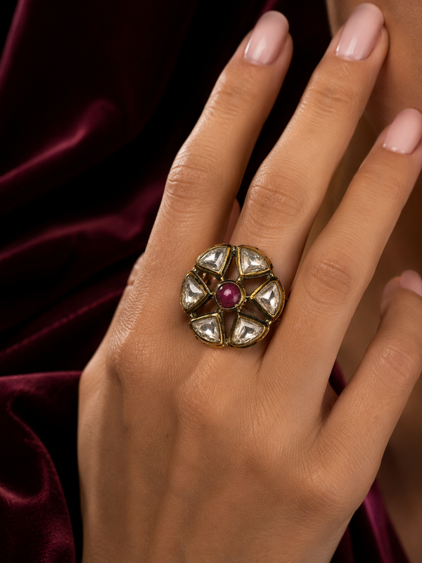 Noor Ruby Polki Ring