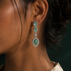 Serena Mint Crystal Drop Earrings