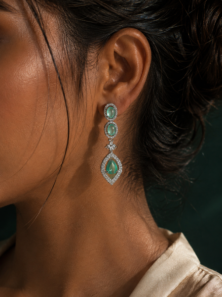 Serena Mint Crystal Drop Earrings