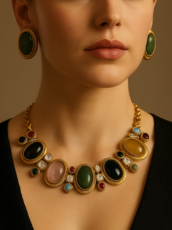 Polki Multistone Necklace Set