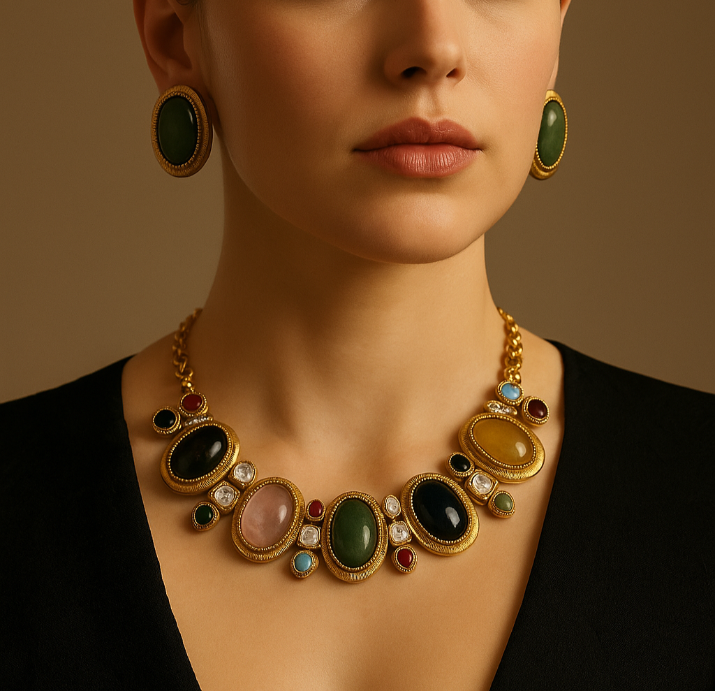 Polki Multistone Necklace Set