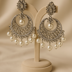 Sitara Silver & Pearl Chandbali Earrings