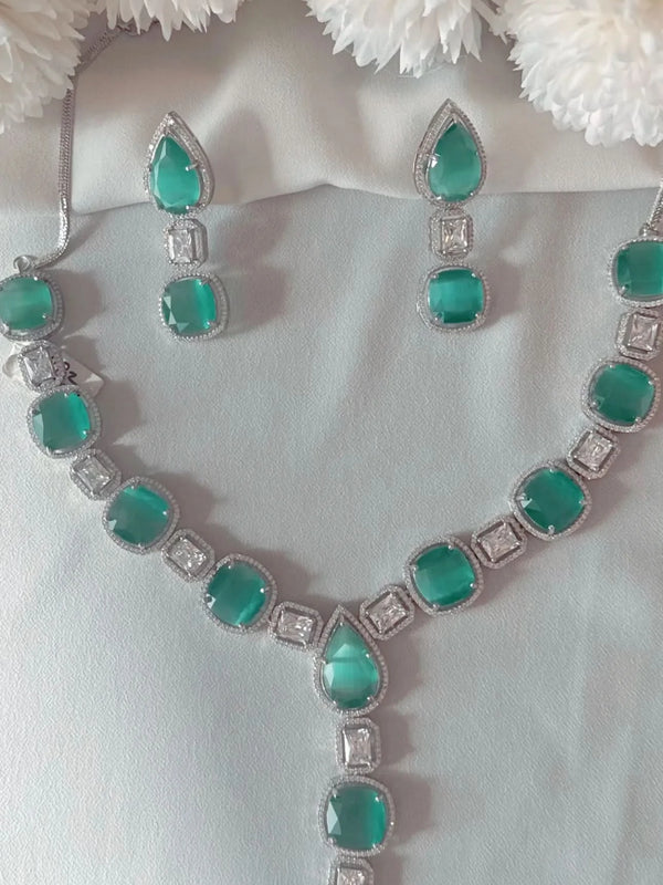Aqua Glint Diamond Necklace Set