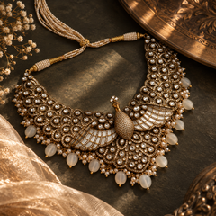 Mayur Mahal Kundan Necklace & Earrings Set