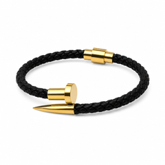 The Gold Nail Leather Bracelet