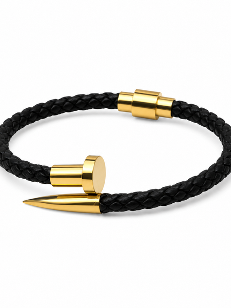 The Gold Nail Leather Bracelet