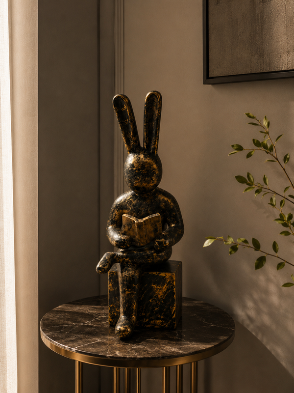 The Quiet Reader Rabbit Sculpture
