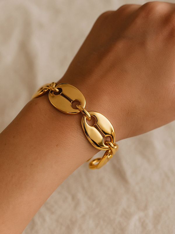 Golden Link Chain Cuff Bracelet