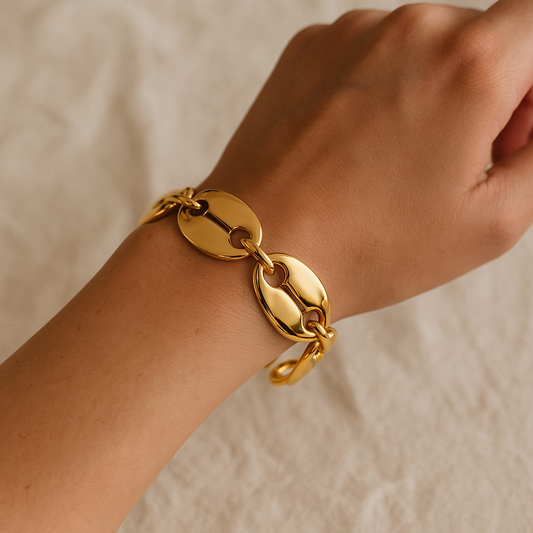 Golden Link Chain Cuff Bracelet