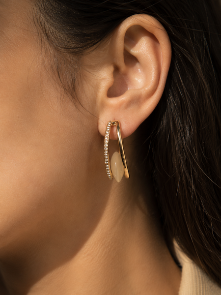 Aria Mother of Pearl Pavé Stud Earrings