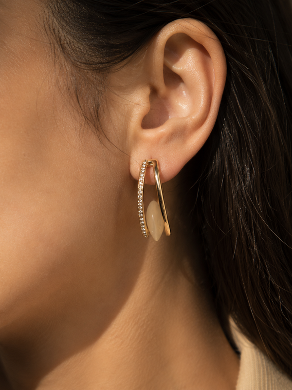 Aria Mother of Pearl Pavé Stud Earrings