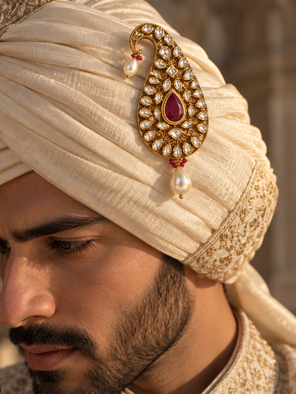Aariz Ruby Kundan Men’s Kalgi