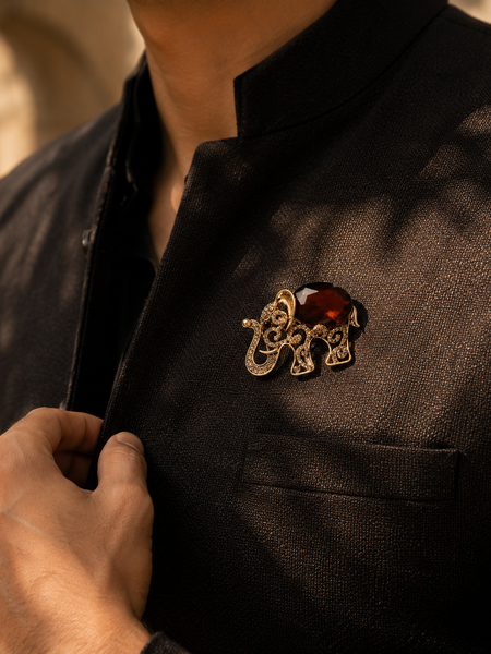 The Amber Maharaja Elephant Brooch