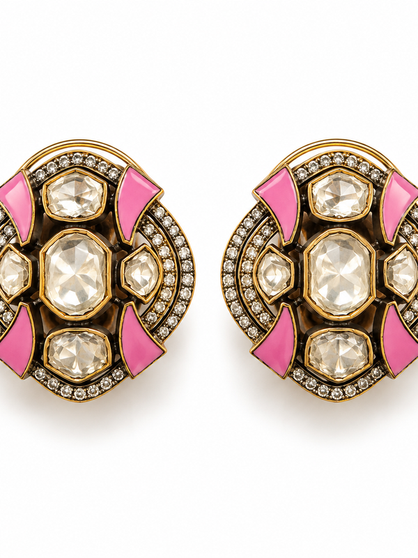 Gulabi Noor Kundan Stud Earrings
