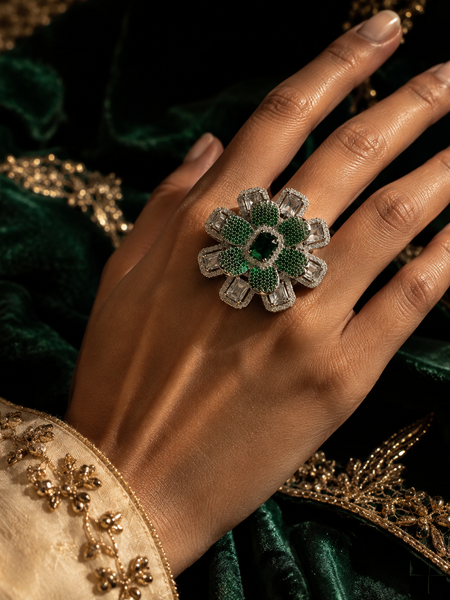 Verdant Bloom Cocktail Ring