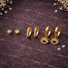 Elysian Gold-Plated Earring Set (Set of 3)