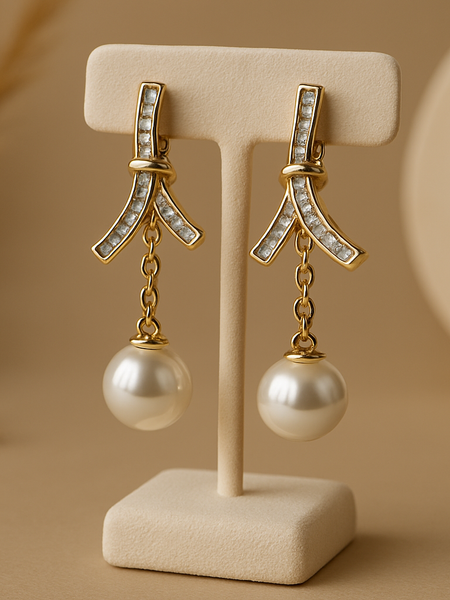 Golden Pearl Nova Drop Earrings