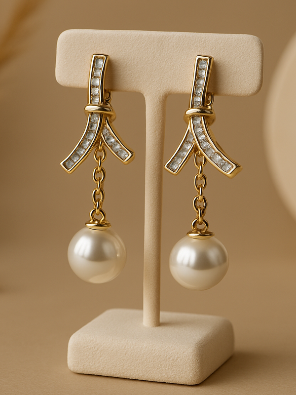 Golden Pearl Nova Drop Earrings
