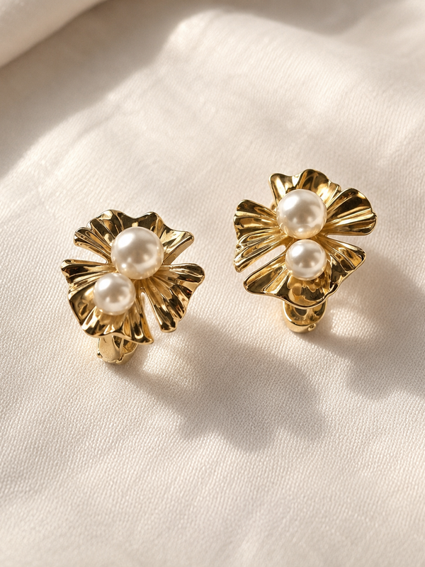 Fleur Pearl Statement Stud Earrings