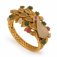 Mayur Pushpa Ruby Emerald Peacock Kada