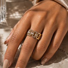 Riviera Link Crystal Band Ring