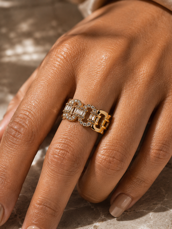 Riviera Link Crystal Band Ring