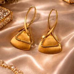 Modern Geometry Gold Drop Earrings