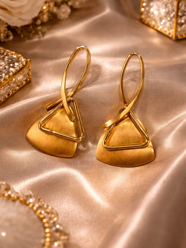 Modern Geometry Gold Drop Earrings
