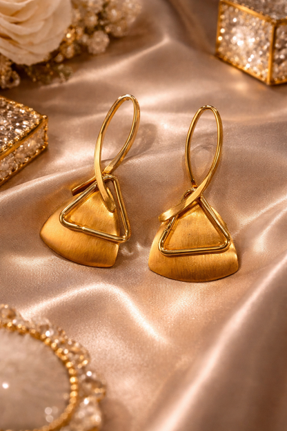 Modern Geometry Gold Drop Earrings