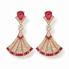 Riviera Ruby Art Deco Necklace & Earrings Set