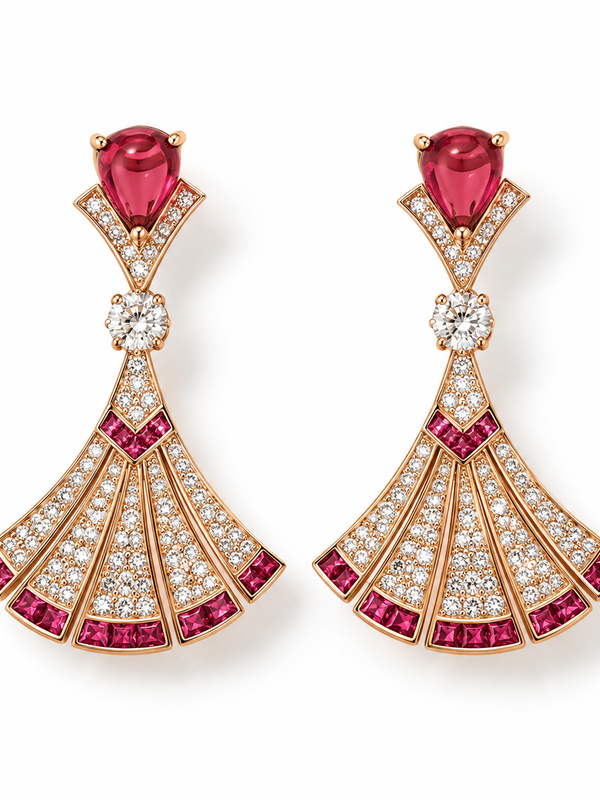 Riviera Ruby Art Deco Necklace & Earrings Set