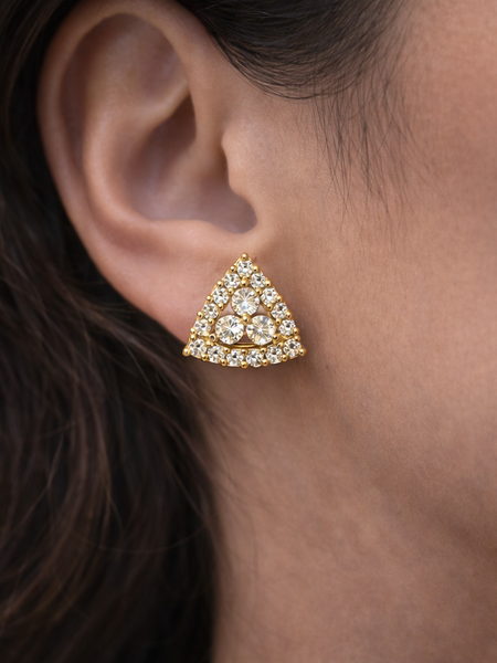 Trinity Sparkle Triangle Stud Earrings