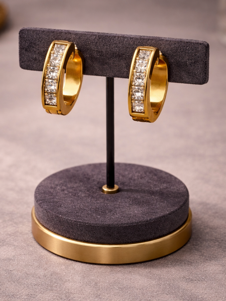 Linea Crystal Bar Hoop Earrings
