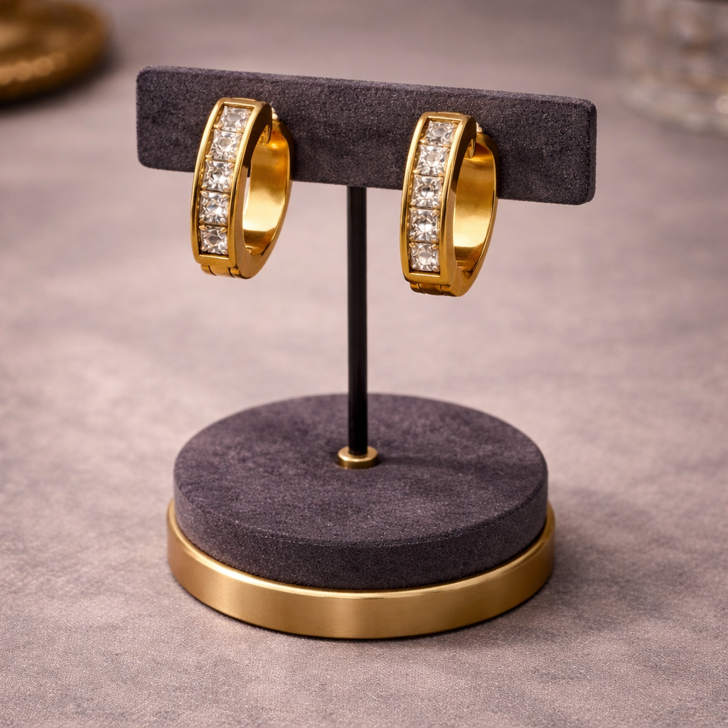 Linea Crystal Bar Hoop Earrings