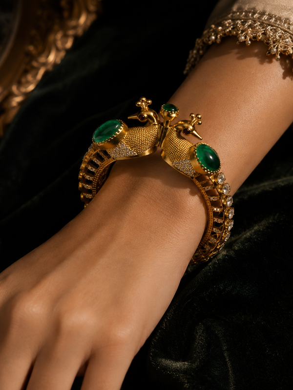 Mayura Emerald Peacock Bracelet