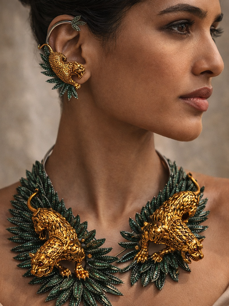Emerald Panther Royale Statement Set
