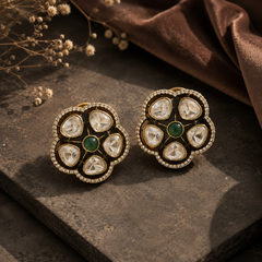 Meher Emerald Polki Studs