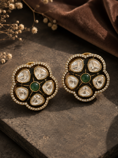 Meher Emerald Polki Studs