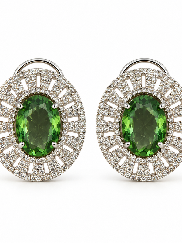 Elara Olive Halo Studs